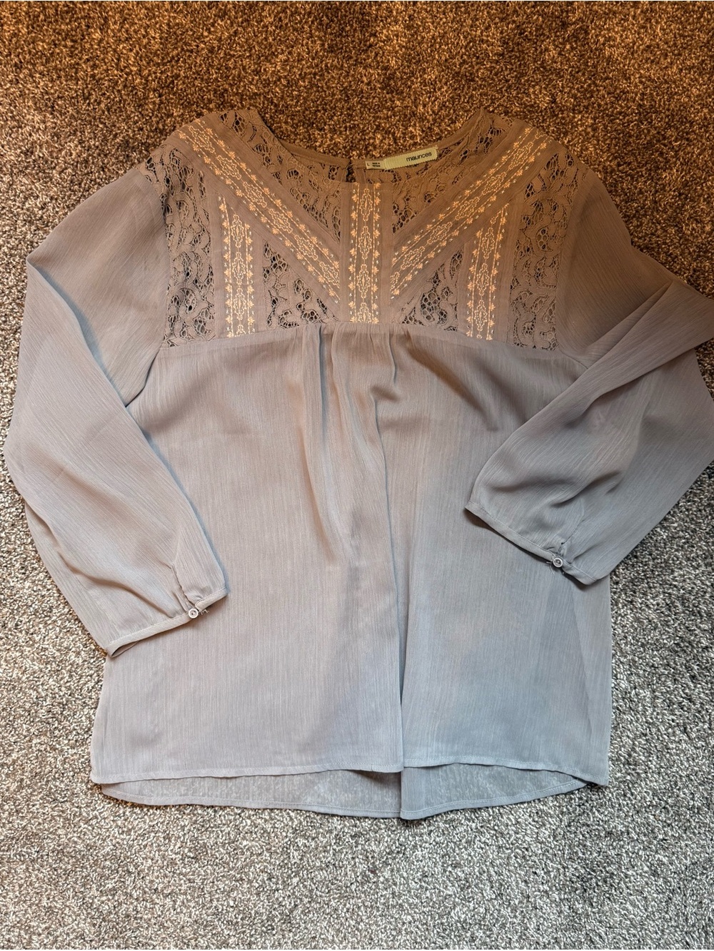 Maurices Lavender Lace Yoke Blouse